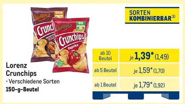Lorenz Crunchips - Verschiedene Sorten 150-g-Beutel