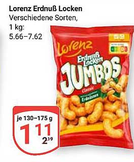 Lorenz Erdnuss Locken Jumbos - Verschiedene Sorten, 130-175 g