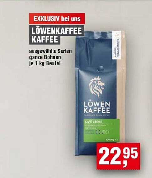 Löwenkaffee - ausgewählte Sorten ganze Bohnen je 1 kg Beutel