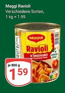 Maggi Ravioli, verschiedene Sorten, 800 g für nur 1,59 €