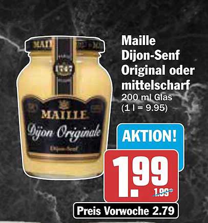 Maille Dijon-Senf Original oder mittelscharf 200 ml Glas