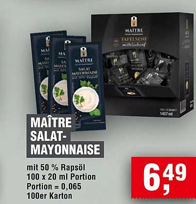 MAÎTRE SALAT-MAYONNAISE mit 50 % Rapsöl