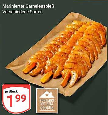 Marinierter Garnelenspieß - verschiedene Sorten