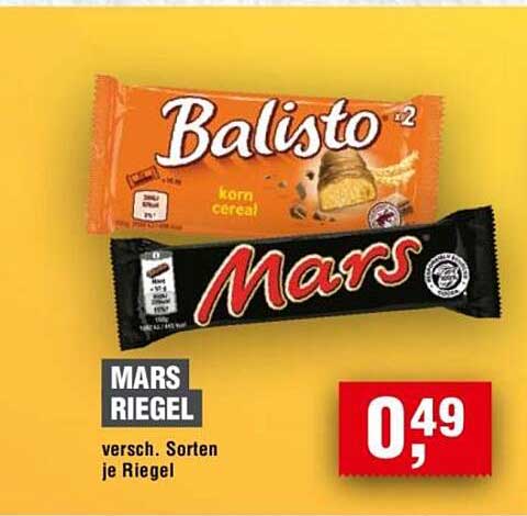 Mars Riegel und Balisto - verschiedene Sorten je Riegel
