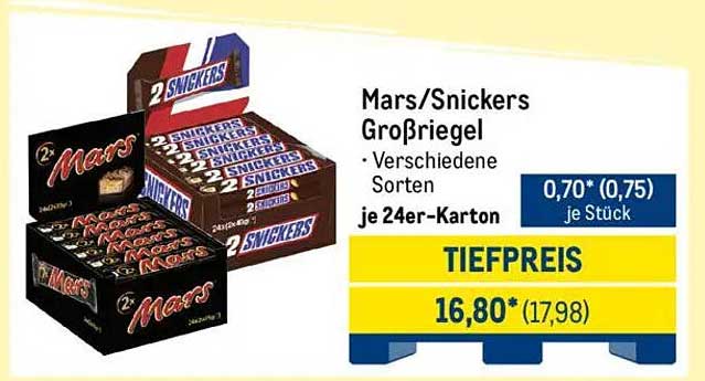 Mars/Snickers Großriegel - Verschiedene Sorten