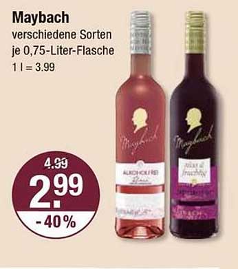Maybach verschiedene Sorten je 0,75-Liter-Flasche