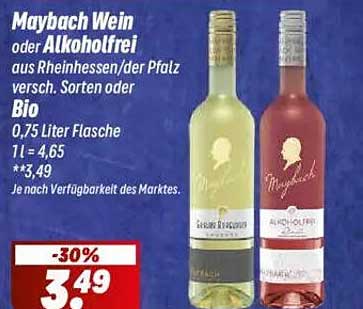 Maybach Wein oder Alkoholfrei aus Rheinhessen/Pfalz 0,75 Liter Flasche