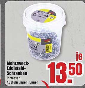 Mehrzweck-Edelstahl-Schrauben in verschiedenen Ausführungen, Eimer