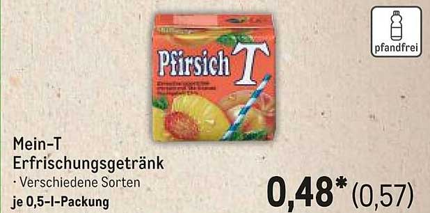 Mein-T Erfrischungsgetränk – Pfirsich T, 0,5 l-Packung