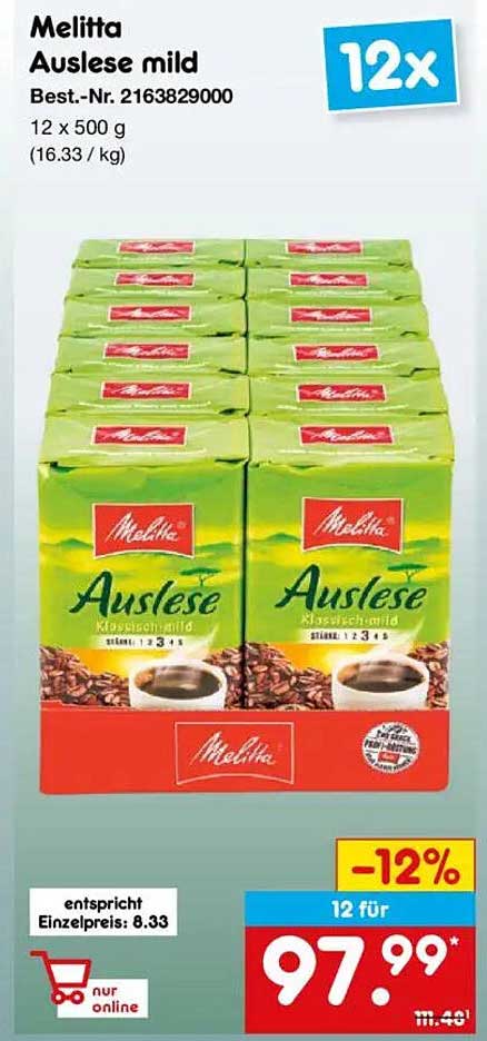 Melitta Auslese mild - 12x500g pack