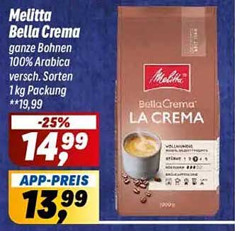 Melitta Bella Crema ganze Bohnen 100% Arabica, 1 kg