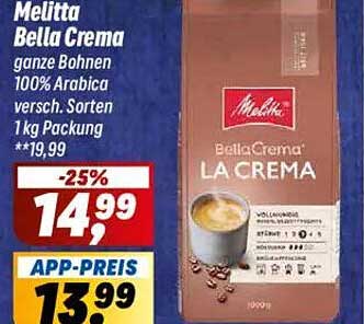 Melitta Bella Crema ganze Bohnen 100% Arabica 1 kg