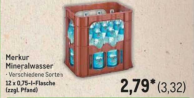 Merkur Mineralwasser - 12 x 0,75-l-Flasche (zzgl. Pfand)