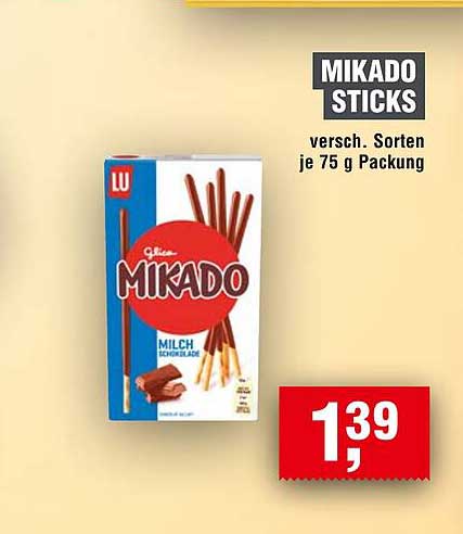 Mikado Sticks - Milchschokolade, 75 g Packung