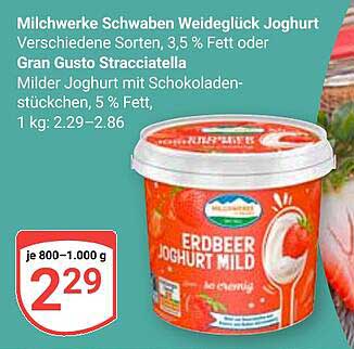 Milchwerke Schwaben Weideglück Joghurt Erdbeer Mild - 800-1000 g