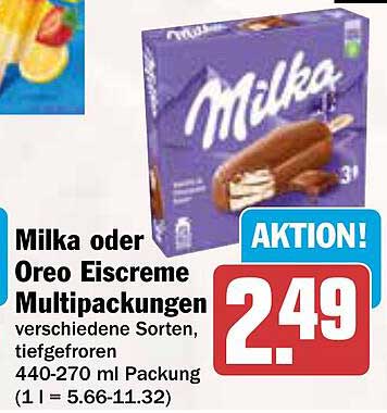 Milka oder Oreo Eiscreme Multipackungen