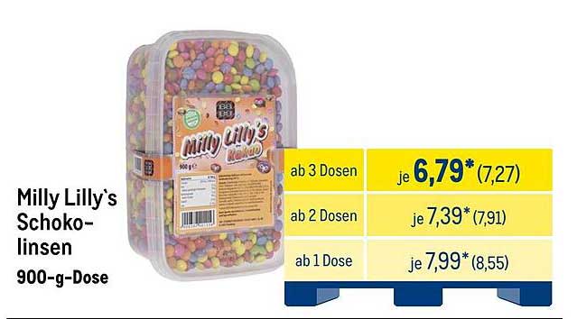 Milly Lilly's Schokolinsen 900-g-Dose