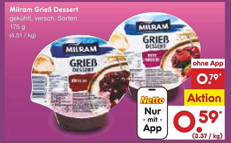 Milram Grieß Dessert - gekühlt, verschiedene Sorten