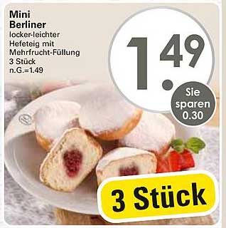 Mini Berliner - locker-leichter Hefeteig mit Mehrfrucht-Füllung