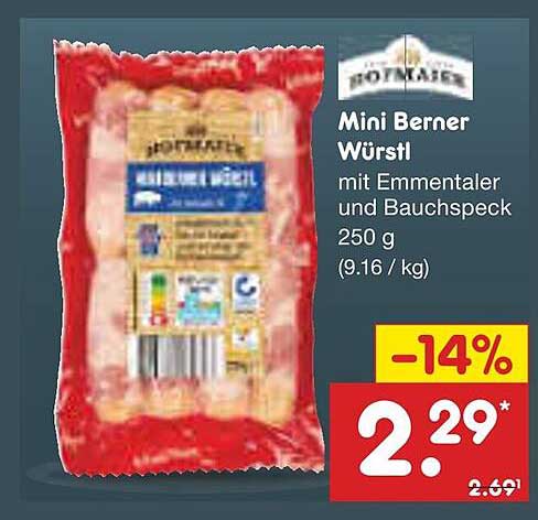 Mini Berner Würstl mit Emmentaler und Bauchspeck 250 g