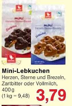 Mini-Lebkuchen - Herzen, Sterne und Brezeln, Zartbitter oder Vollmilch, 400g