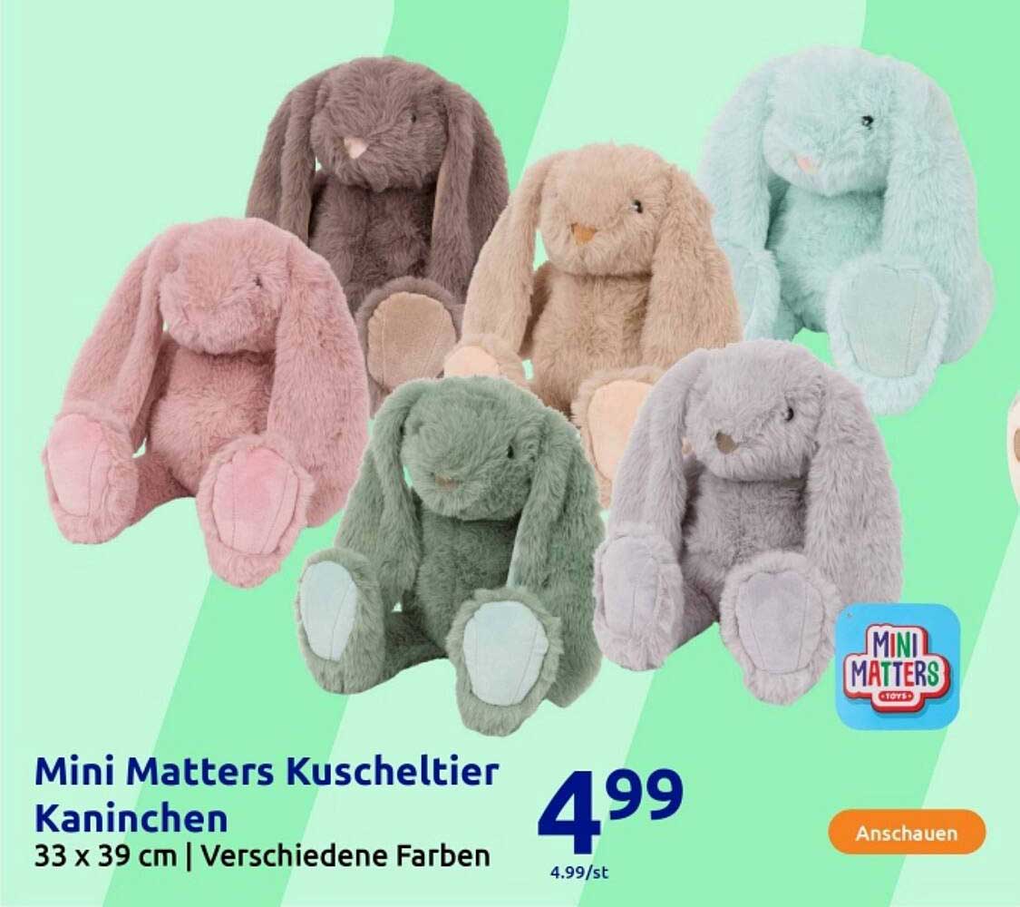 Mini Matters Kuscheltier Kaninchen 33 x 39 cm | Verschiedene Farben