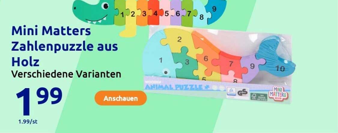 Mini Matters Zahlenpuzzle aus Holz - Verschiedene Varianten