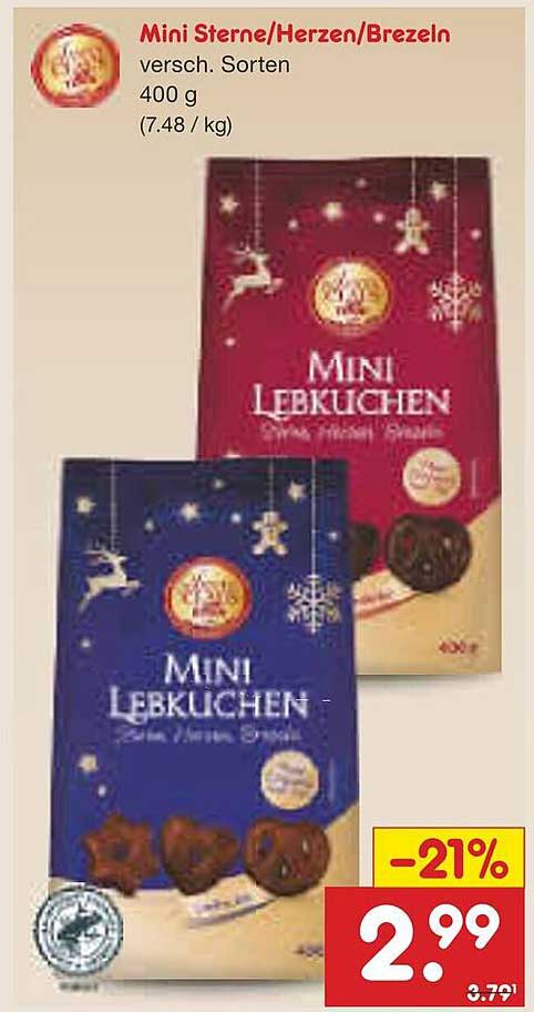Mini Sterne/Herzen/Brezeln - Mini Lebkuchen