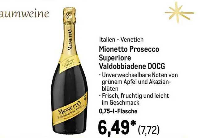 Mionetto Prosecco Superiore Valdobbiadene DOCG 0,75 l-Flasche