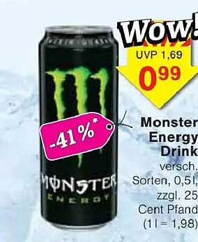 Monster Energy Drink 0,5 l – jetzt nur 0,99 €!