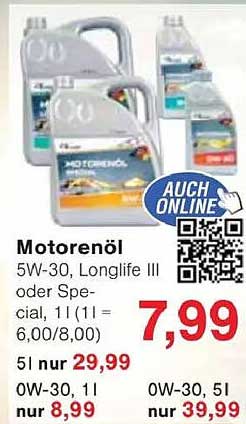 Motorenöl 5W-30, Longlife III oder Special