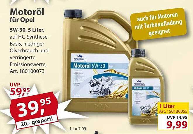 Motoröl für Opel 5W-30, 5 Liter