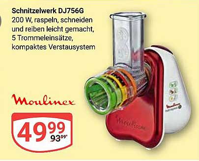 Moulinex Schnitzelwerk DJ756G - Elektrischer Raspel- und Schneidegerät