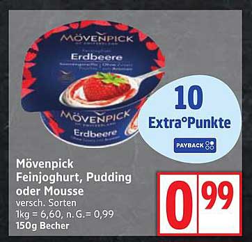 Mövenpick Feinjoghurt, Pudding oder Mousse Erdbeere 150g Becher