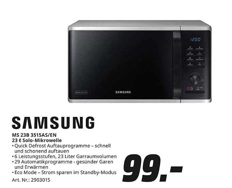 MS 23B 3515AS/EN 23 € Solo-Mikrowelle