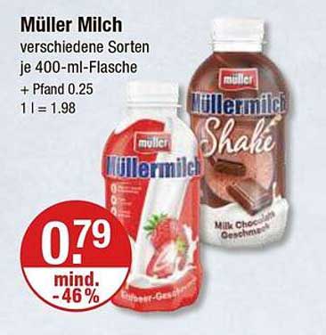 Müller Milch - verschiedene Sorten je 400-ml-Flasche