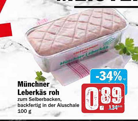 Münchner Leberkäse roh zum Selberbacken, backfertig in der Aluschale 100 g