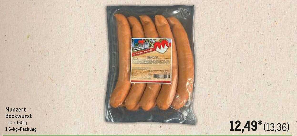 Munzert Bockwurst - 1,6 kg Packung (10 x 160 g)