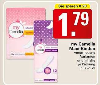 my Camelia Maxi-Binden - verschiedene Varianten und Inhalte pro Packung