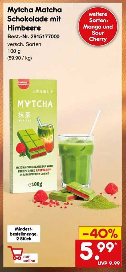 Mytcha Matcha Schokolade mit Himbeere