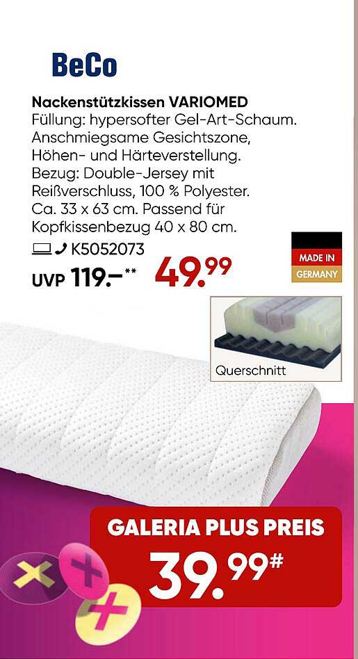 Nackenstützkissen VARIOMED von BeCo
