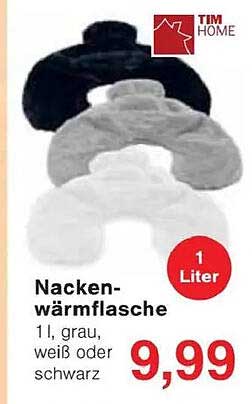 Nackenwärmflasche 1L in grau, weiß oder schwarz
