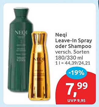 Neqi Leave-In Spray oder Shampoo - verschiedene Sorten 180/330 ml