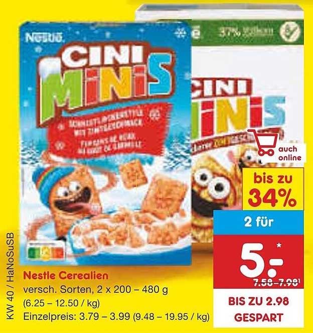 Nestlé Cini Minis, verschiedene Sorten, 2 x 200 – 480 g