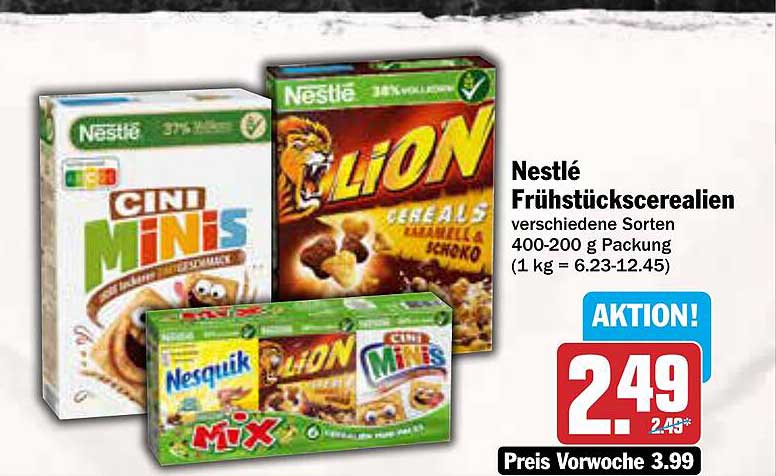 Nestlé Frühstückscrealien verschiedene Sorten 400-200 g Packung