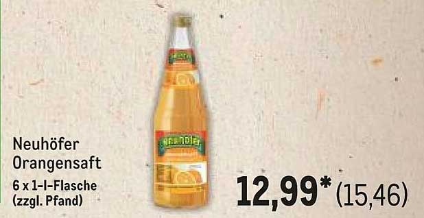 Neuhöfer Orangensaft 6 x 1-l-Flasche (zzgl. Pfand)