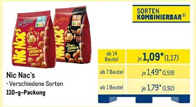 Nic Nac's - Verschiedene Sorten 110-g-Packung