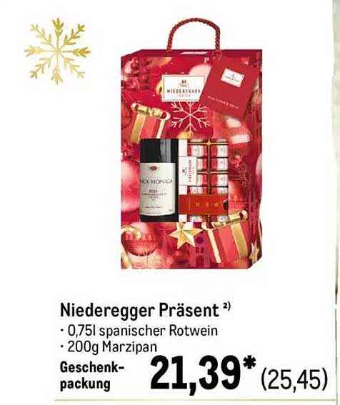 Niederegger Präsent - 0,75l spanischer Rotwein und 200g Marzipan