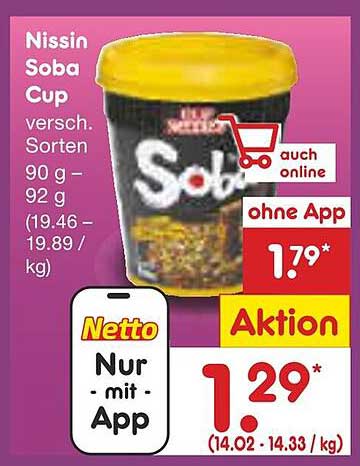 Nissin Soba Cup - Verschiedene Sorten 90 g - 92 g