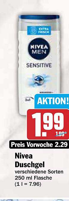 Nivea Duschgel Sensitive 250 ml Flasche